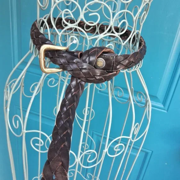 Genuine Leather Belt Mens Vintage Patagonia Braided Woven Real Leather - Picture 4 of 11